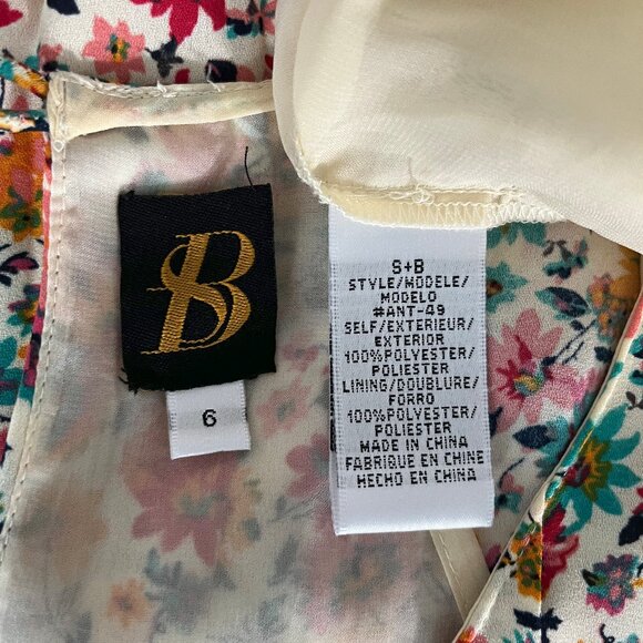 S+B two layer multi color sleeveless floral print dress, size 6 - Picture 6 of 6